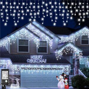 Christmas Icicle Lights, 33FT 400 LED Fairy String Lights with 8 Modes 75 Drops